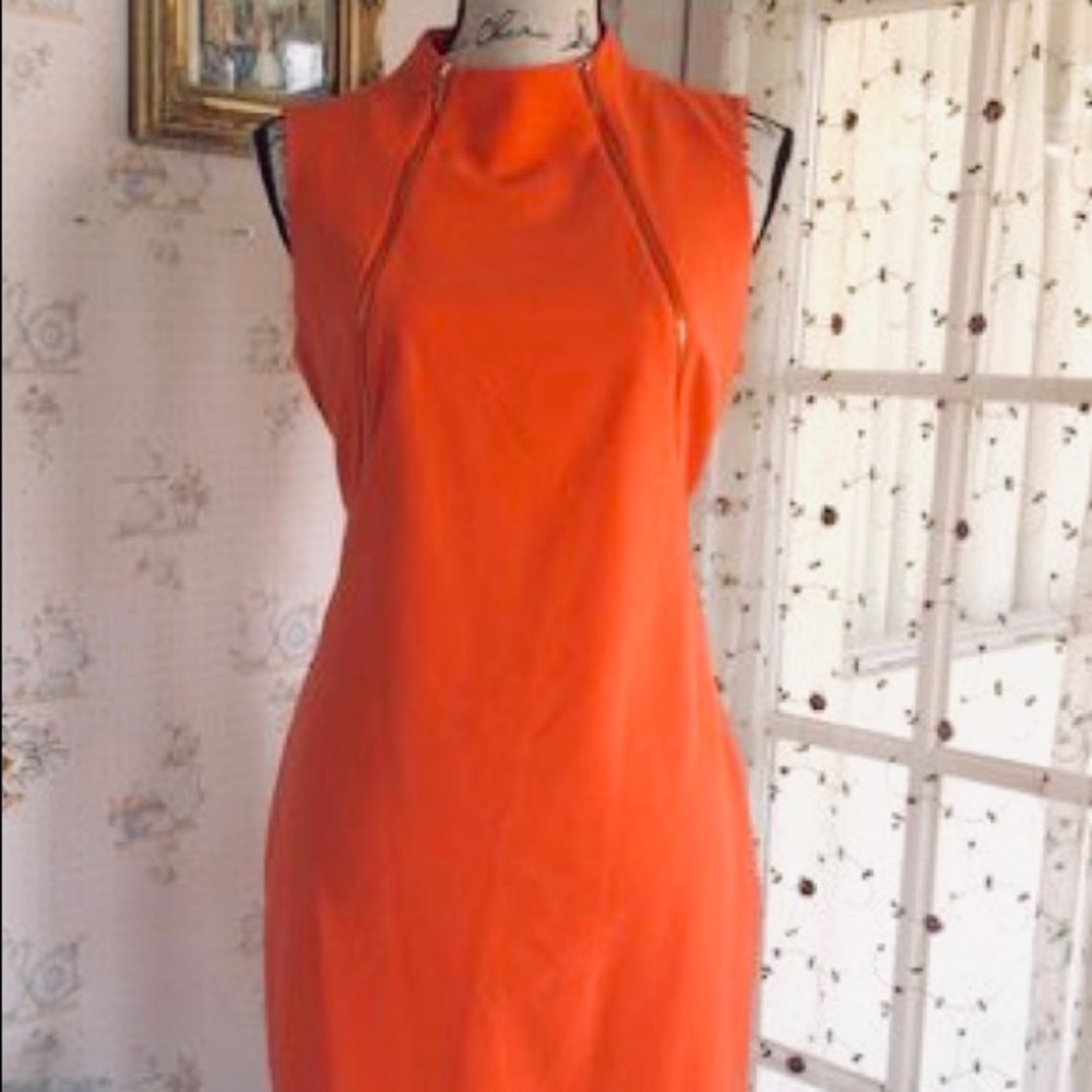 Calvin Klein Orange Zipper Dress